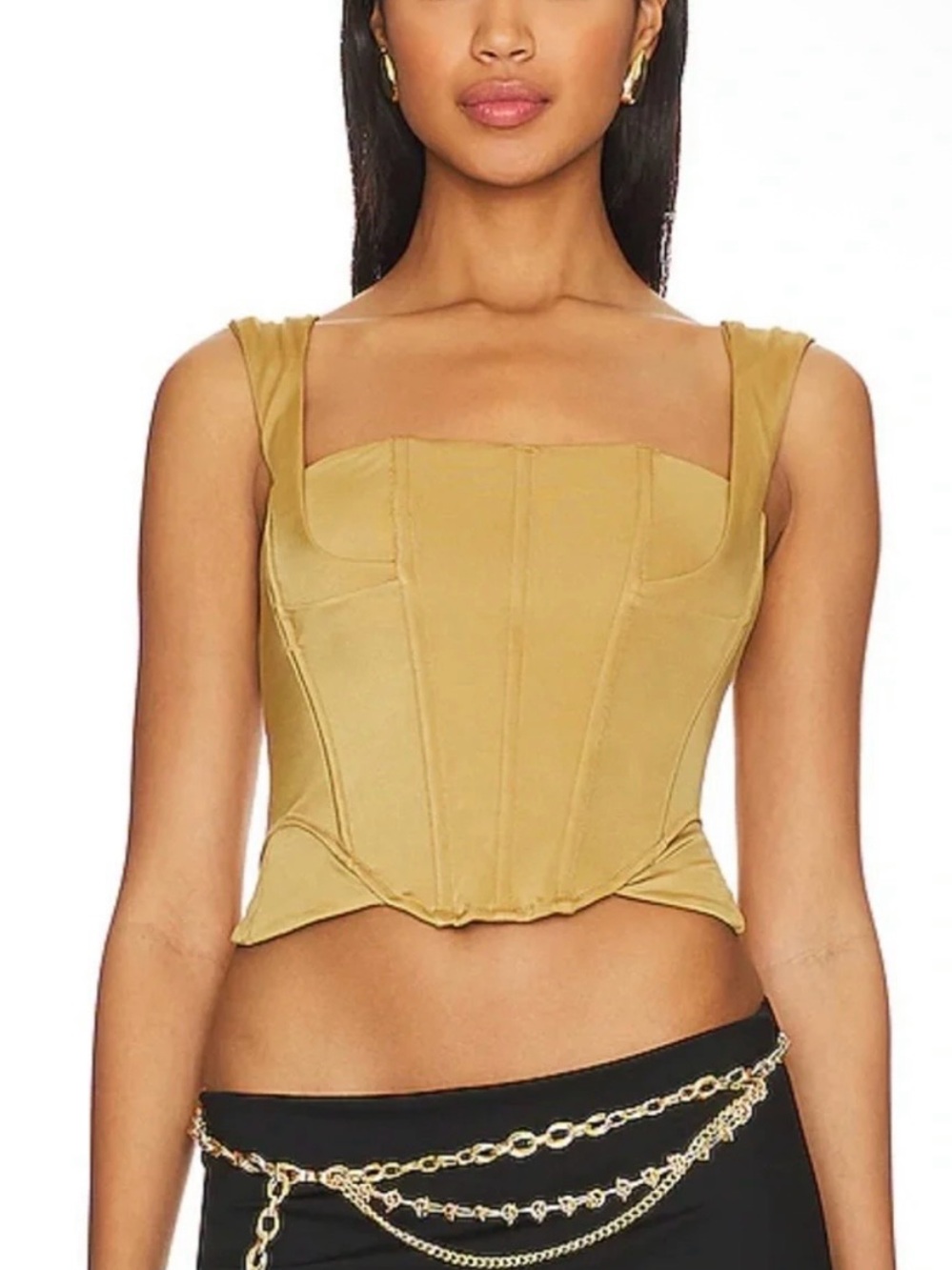 We Are HAH Knock Out Corset Top Gold Shroom Bustier Small